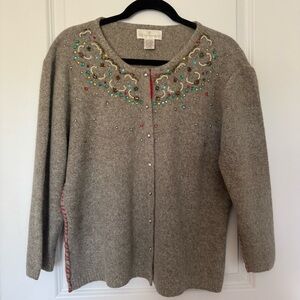 Soft Surroundings Beige Embellished Cardigan